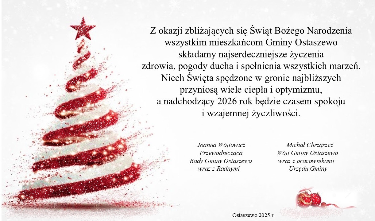 Świąteczne życzenia dla mieszkańc&oacute;w Gminy Ostaszewo