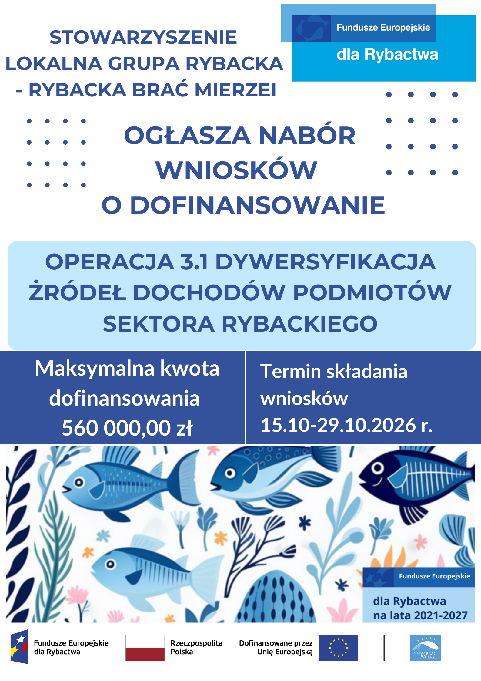 nab&oacute;r wniosk&oacute;w  o&nbsp;dofinansowanie dla rybak&oacute;w